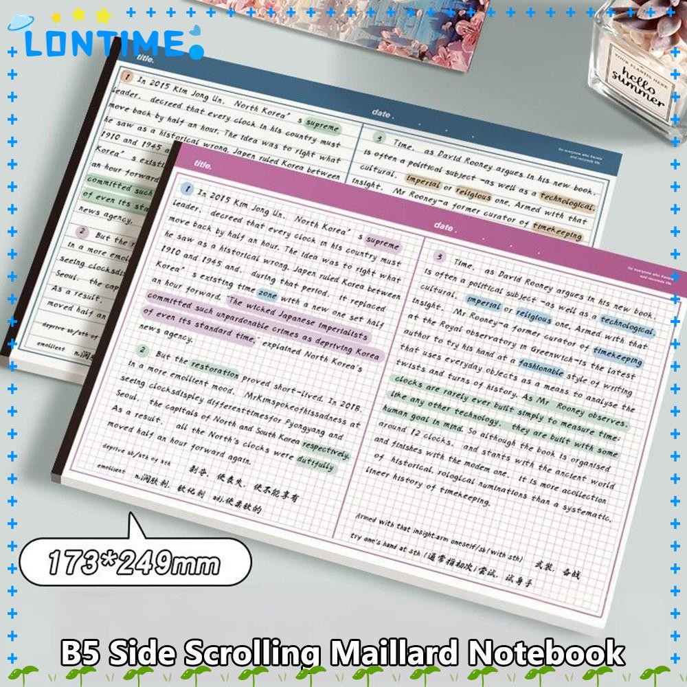 LONTIME 20แผ่น/หนังสือ B5 โน๊ตบุ๊ค, สมุดบันทึกแนวนอนแบบฉีกได้, เป็นมิตรกับสิ่งแวดล้อม B5 Legal Pad สํานักงานโรงเรียน