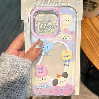 🔥AWIFI🔥เข้ากันได้สำหรับ เคสไอโฟน11 เคส iphone 16 Pro Max 7 8 Plus XR X XS MAX 12 13 14 15 16 เคสใส ช้างลูกแมวน่ารัก