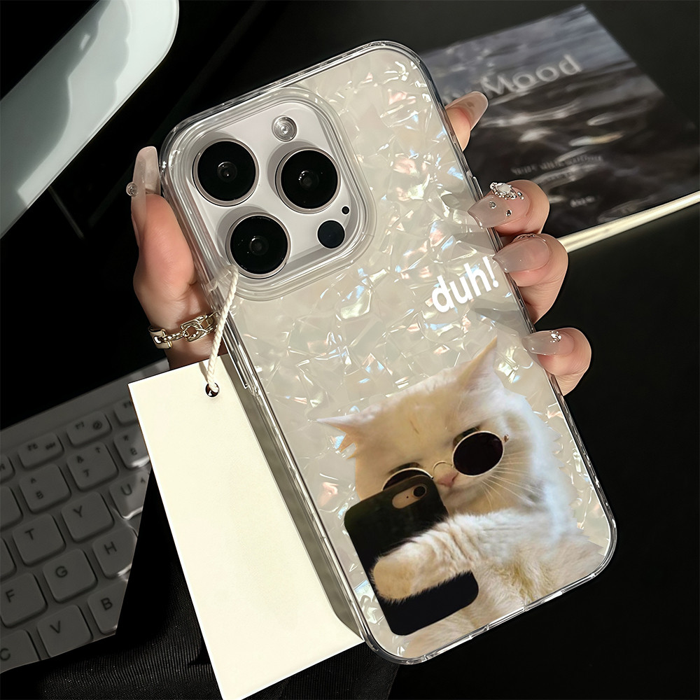 ✨ นี่ยม! ✨เคสพื้นหลังมันวาวเหมือนเปลือกหอย น่ารัก สําหรับIPhone16 14 13 12 11 6 7 8 plus Pro Promax X XR XSMAX BKWIMD071 - รูปที่ 3