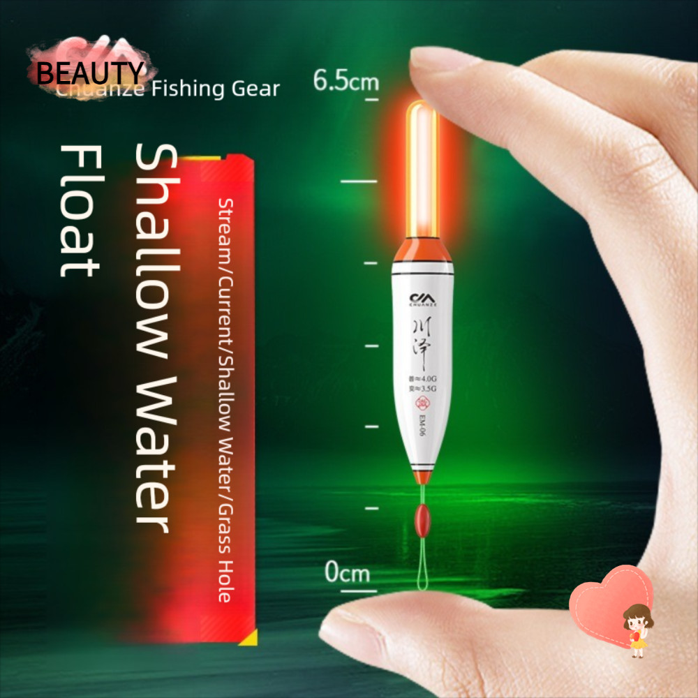 ทุ่นไฟ LED สีแดงและสีเขียวสำหรับตกปลาตอนกลางคืน พร้อมหลอดเลื่อนและแบตเตอรี่
