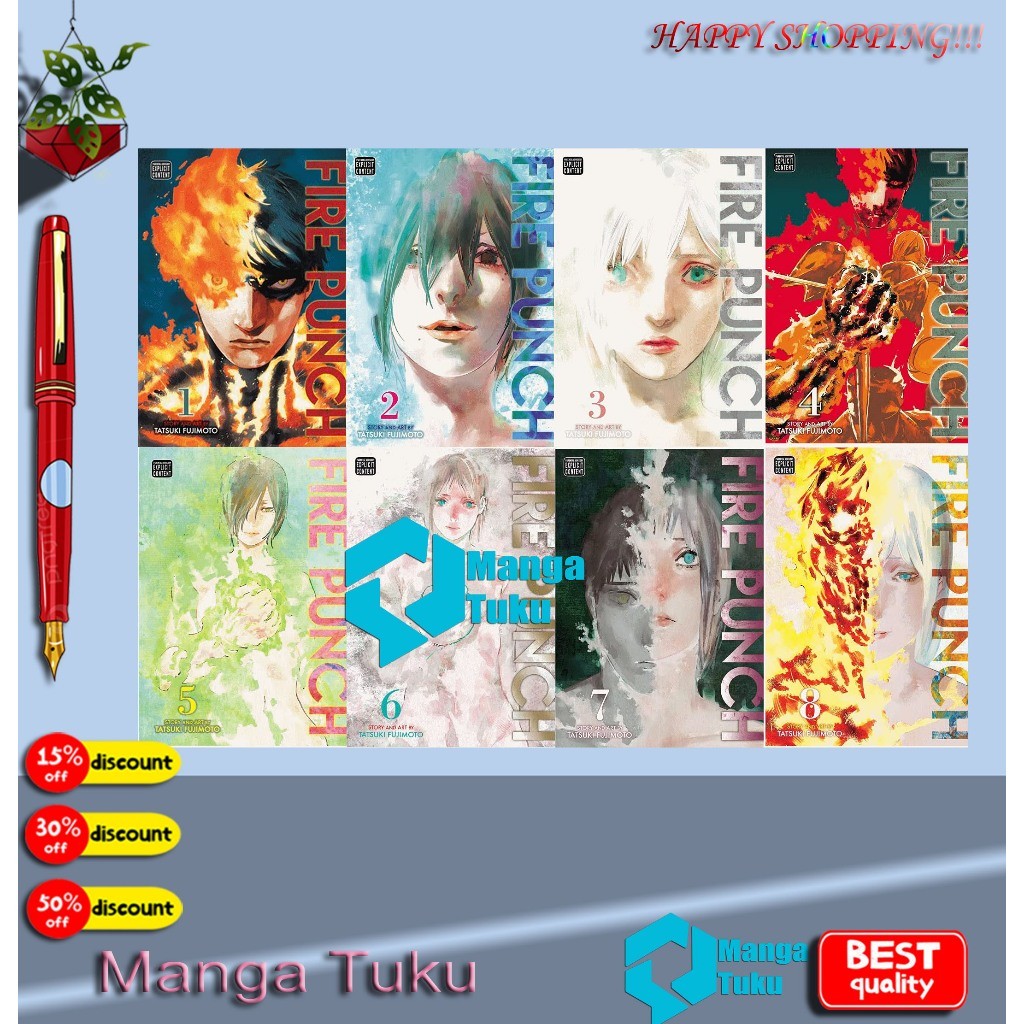 Fire Punch Series: เล่ม 18 คอลเลกชัน 8 เล่มชุดหนังสือโดย Tatsuki Fujimoto มังงะ Tuku