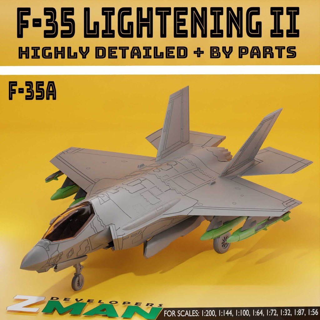 พร้อมสต็อก US F35-A Fighter Model US Army Carrier Aircraft Fighter White Film 1/144