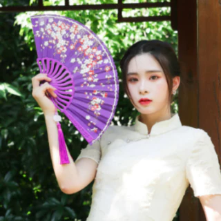 23CM พัดลมพับได้ สไตล์จีน ย้อนยุค พัดลมมือหมุน พัดสวย สำหรับถ่ายภาพ 2แบบสไตล์ สีเยอะมาก (พร้อมส่ง)