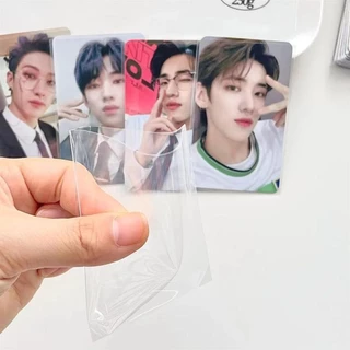 COZII ฟิล์มการ์ด,ปลอกการ์ดป๊อปคอร์น กระเป๋าเก็บบัตร,ไอดอลบัตรภาพฟิล์มป้องกัน,ฟิล์มการ์ดโปร่งใสสูง ซองใส่การ์ด 50pcs