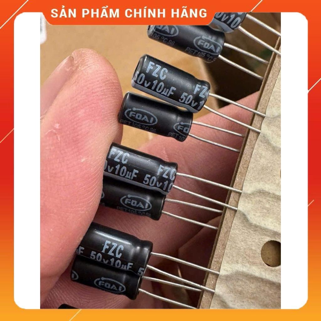 [ 500 ชิ้น ] CAPACITOR 10UF 10UF50V 50V10UF (5x11mm) ยี่ห้อ F-OAI