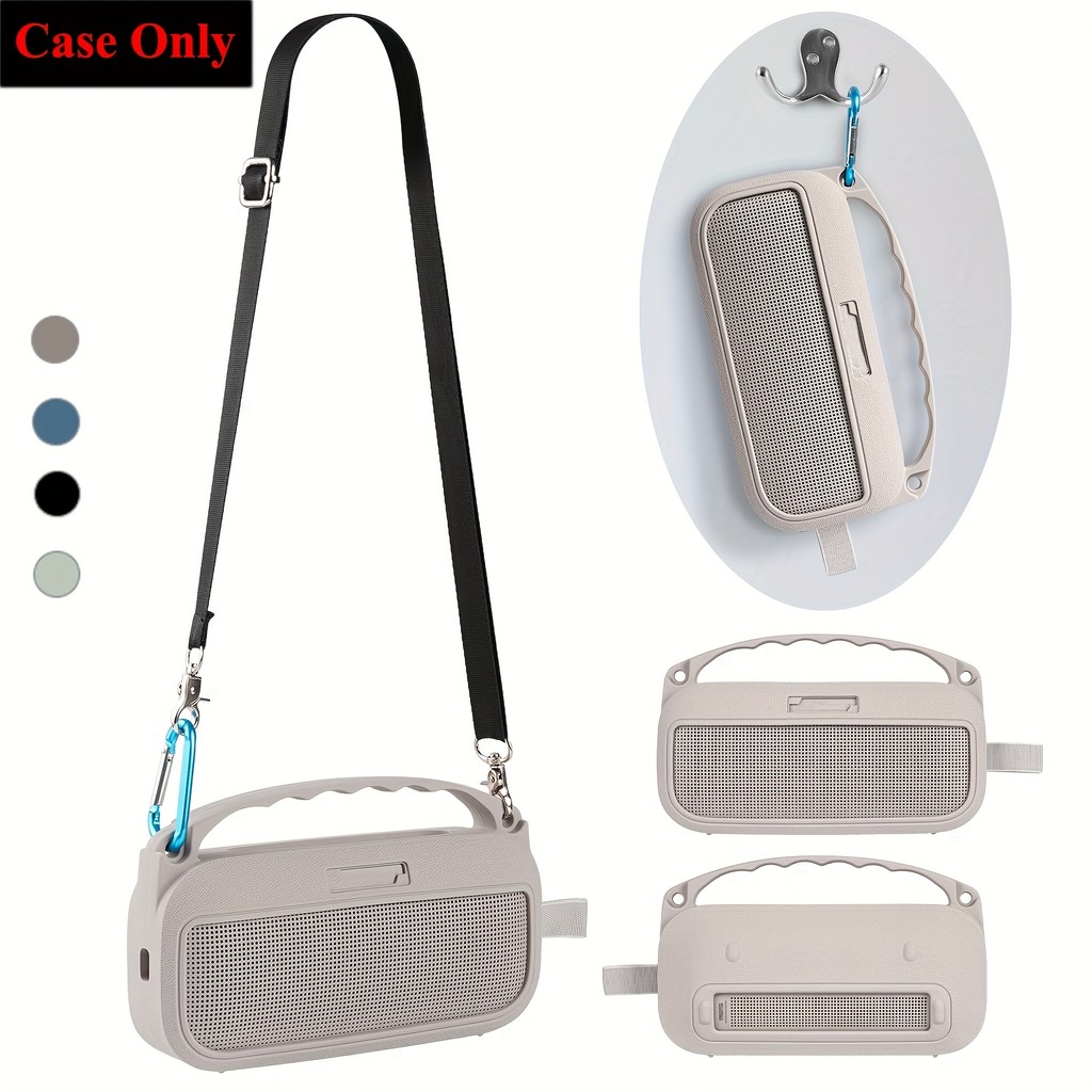 เคสซิลิโคนสําหรับ Bose New SoundLink Flex ลําโพงพกพา (2nd Gen), กระเป๋าเดินทางเคสลําโพงป้องกันสําหรับ Bose SoundLink Flex พร้อมสายคล้องไหล่และคาราบิเนอร์