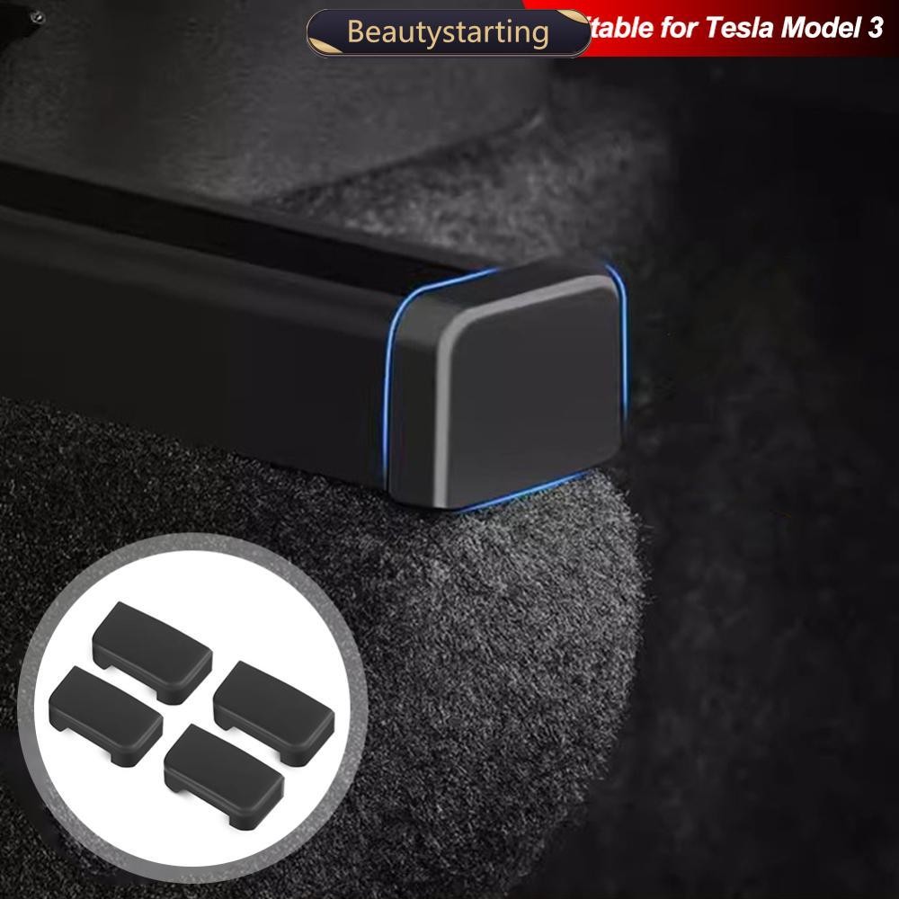 BEAUTYSTARTING 4pcs รถที่นั่งด้านหลัง End Rail Protector เบาะหลังสไลด์ป้องกัน Anti-kick สําหรับ Tesl