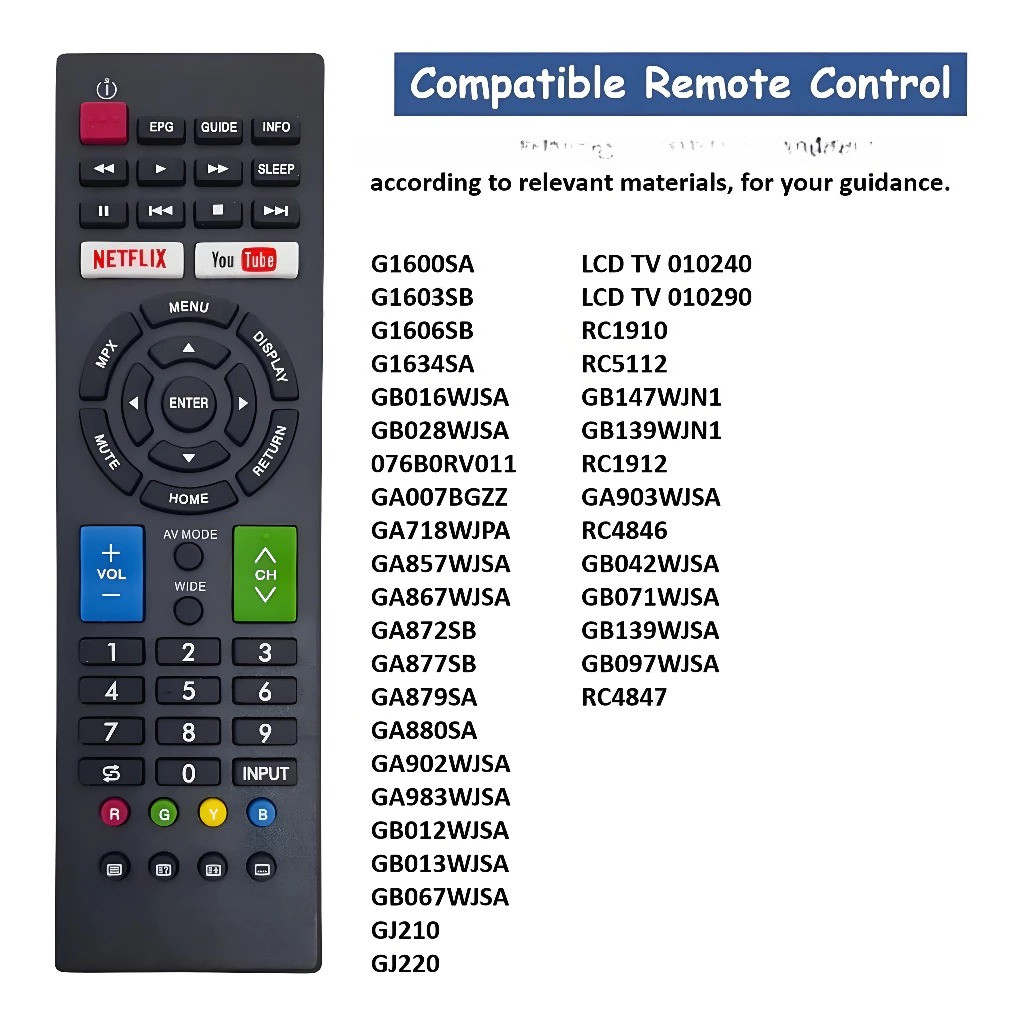 ใช้สําหรับ SHARP LED TV รีโมทคอนโทรลรีเซ็ต LC45-LE380X RM-L1346 GB234WJSA AQUOS LED LCD SMART TV