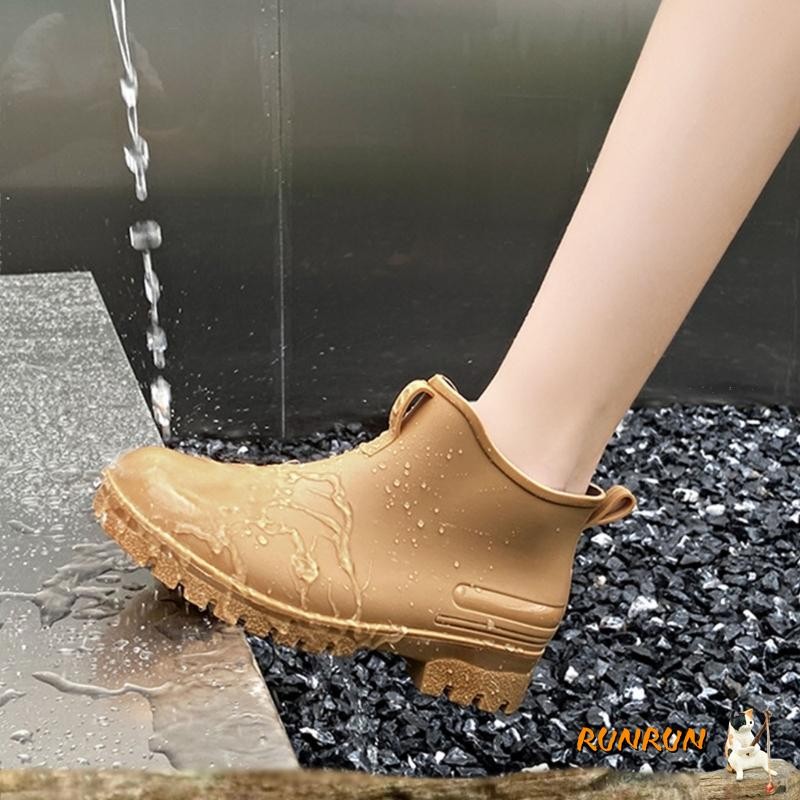 RUNN สบาย Anti Slip Water BOOT รองเท้าสั้นกันน้ํา Breathable ข้อเท้า Rain BOOT แฟชั่นตกปลารองเท้าฝน