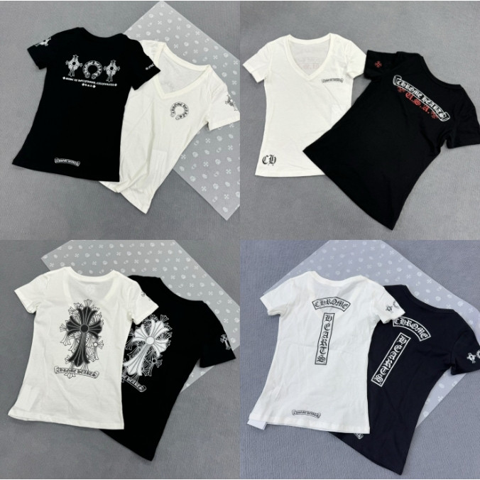 Chrome Hearts เสื้อยืดผ้าฝ้ายพิมพ์ลาย Chrome Hearts S/M/L
