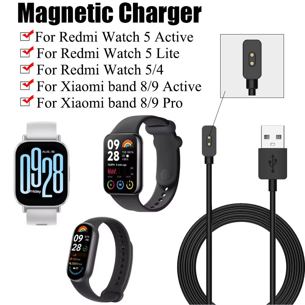 Ankndo Magnetic Charger สําหรับ Redmi Watch 5 Active/Lite Mi Band 8/9 Pro Mi band 8/9 Active Univers