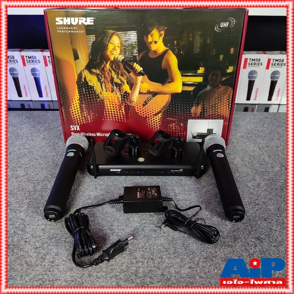 SHURE SVX288TH/PG58-M19 ไมค์ลอยคู่ ไมโครโฟนไร้สายแบบมือถือคู่ย่าน UHF ไมโครโฟน Wireless Microphone S