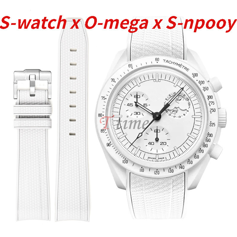 Curve 20 มม.สําหรับนาฬิกา Omega Speedmaster สายซิลิโคน S-watch Collaboration Omega Snoopy สร้อยข้อมือข้อมือแบบถัก