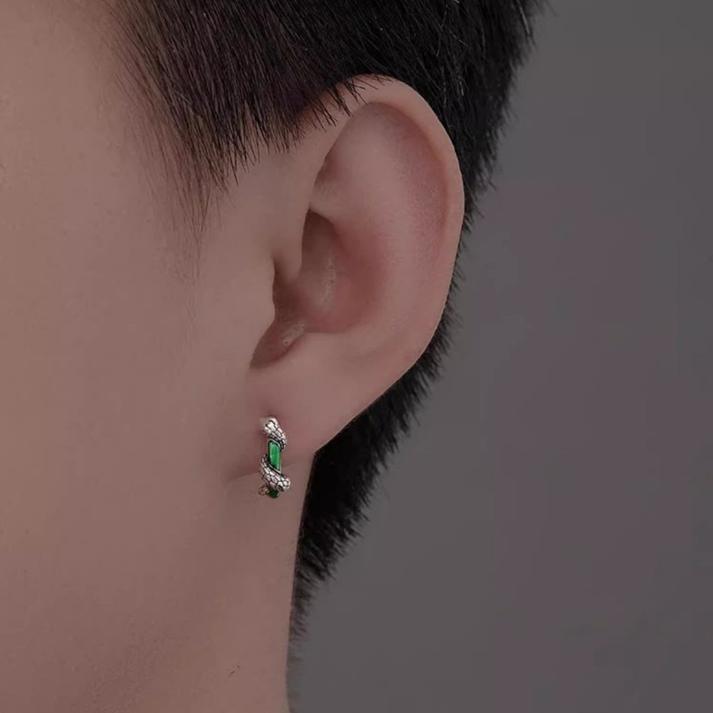 ต่างหูไขลานรูปงูย้อนยุคชาย ส925 เงินแฟชั่นอีพ็อกซี่ ราคา ถูกที่สุด ดีลบีเคเค แกลเลอรีภาพที่ 4