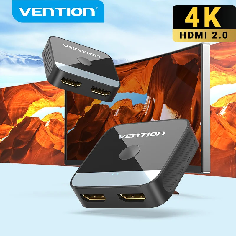 Vention HDMI 2.0 Swict 4K HDMI Switcher 2 in 1 Out สําหรับ Xiaomi Mi Box TV Box PS5/4 เครื่องเล่น Bl