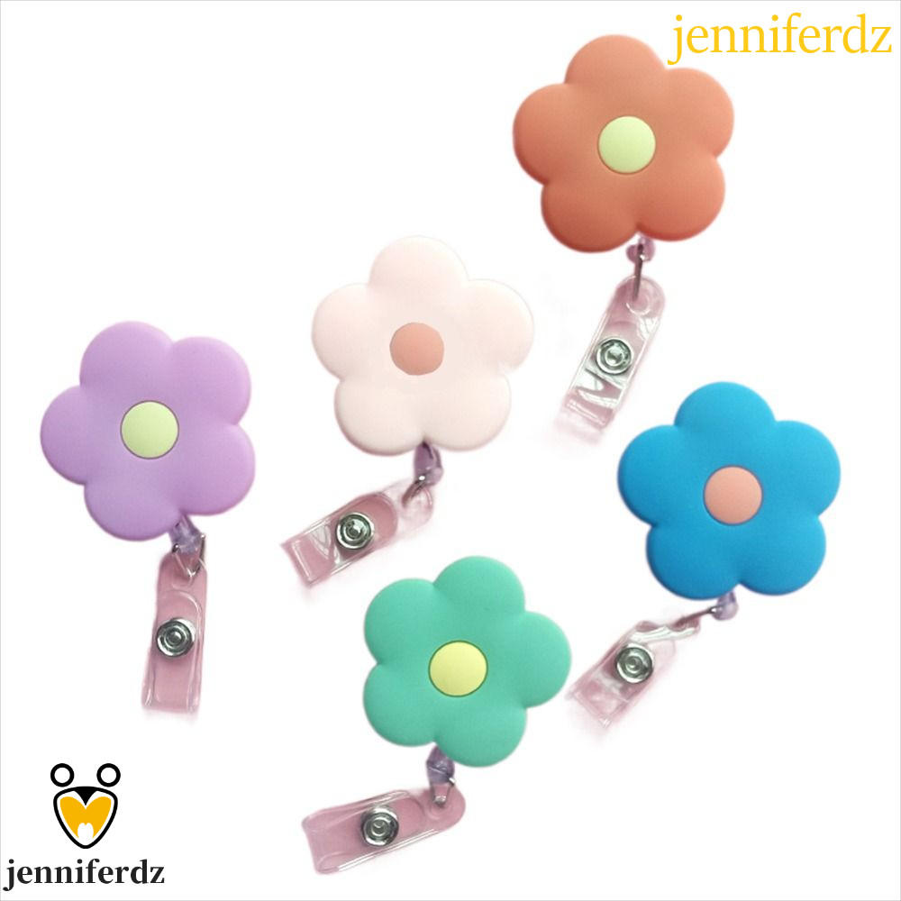 Jenniferdz ที่หนีบบัตร บัตรพนักงาน ลายดอกไม้ หรูหรา ยืดหดได้ สําหรับสํานักงาน นักเรียน