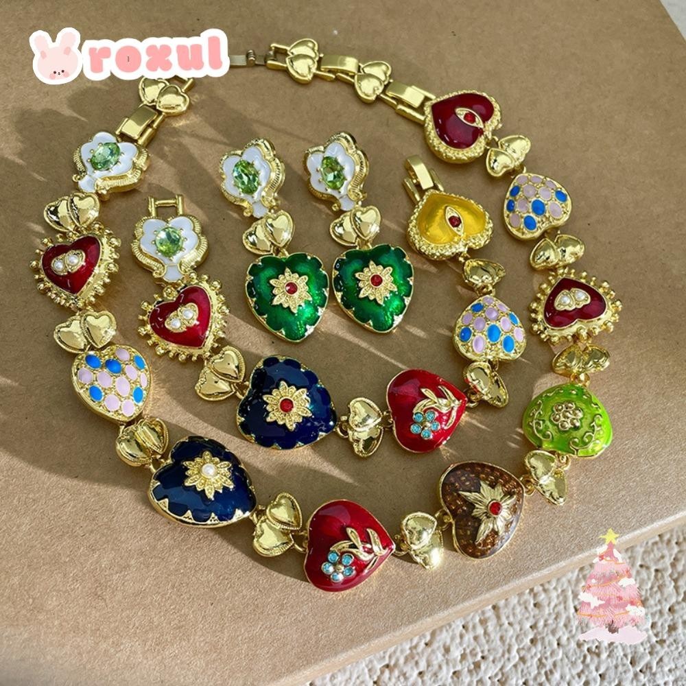 โรซูล เครื่องประดับแกะสลักศิลปะที่มีสีสัน, ย้อนยุคที่มีสีสันวินเทจศาลสไตล์สร้อยคอ, สไตล์บรรเทาแกะสลักสร้อยคอหัวใจดอกไม้ยุคกลาง