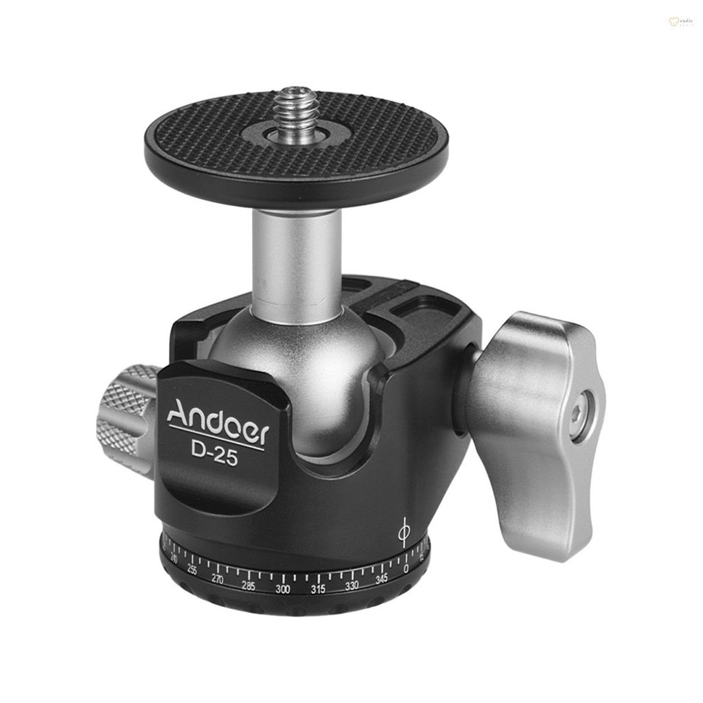 Andoer D-25 CNC Machining อลูมิเนียมคู่ Notch Ball Head Mini Ballhead ต่ําศูนย์แรงโน้มถ่วงสําหรับ Ma