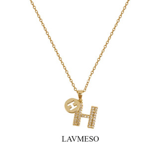 Letter H Full Diamond Round Brand Hollow Pendant Necklace Ti…