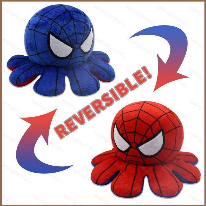 สองด้าน Tiktok Reversible Color Flip ตุ๊กตาปลาหมึกยักษ์ Avengers Spiderman Iron man Batman Plush ของเล่น