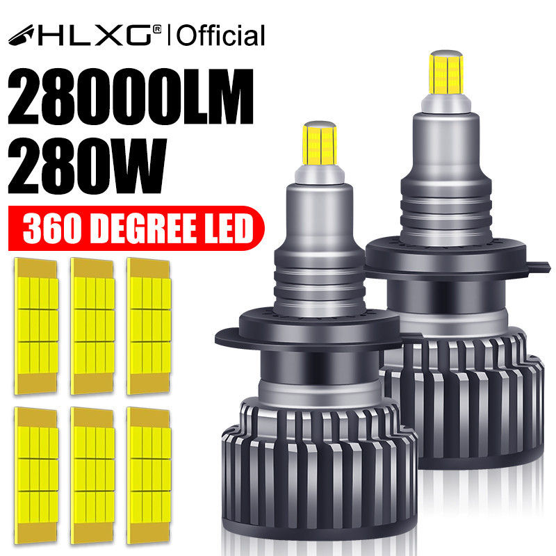 H7 Led 360 H1 HB3 HB4 9012 HIR2 Led H11 H8 9006 9005 H27 880 881 6000K สีขาวไฟหน้ารถหลอดไฟอัตโนมัติหมอกโคมไฟ 12V 3D ชิป 2PCS
