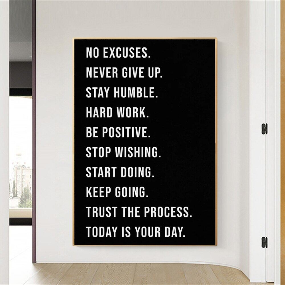 1 Piece Poster Motivational Quote Never Give Up Letter Canvas Poster Inspiration Canvas Painting Pri