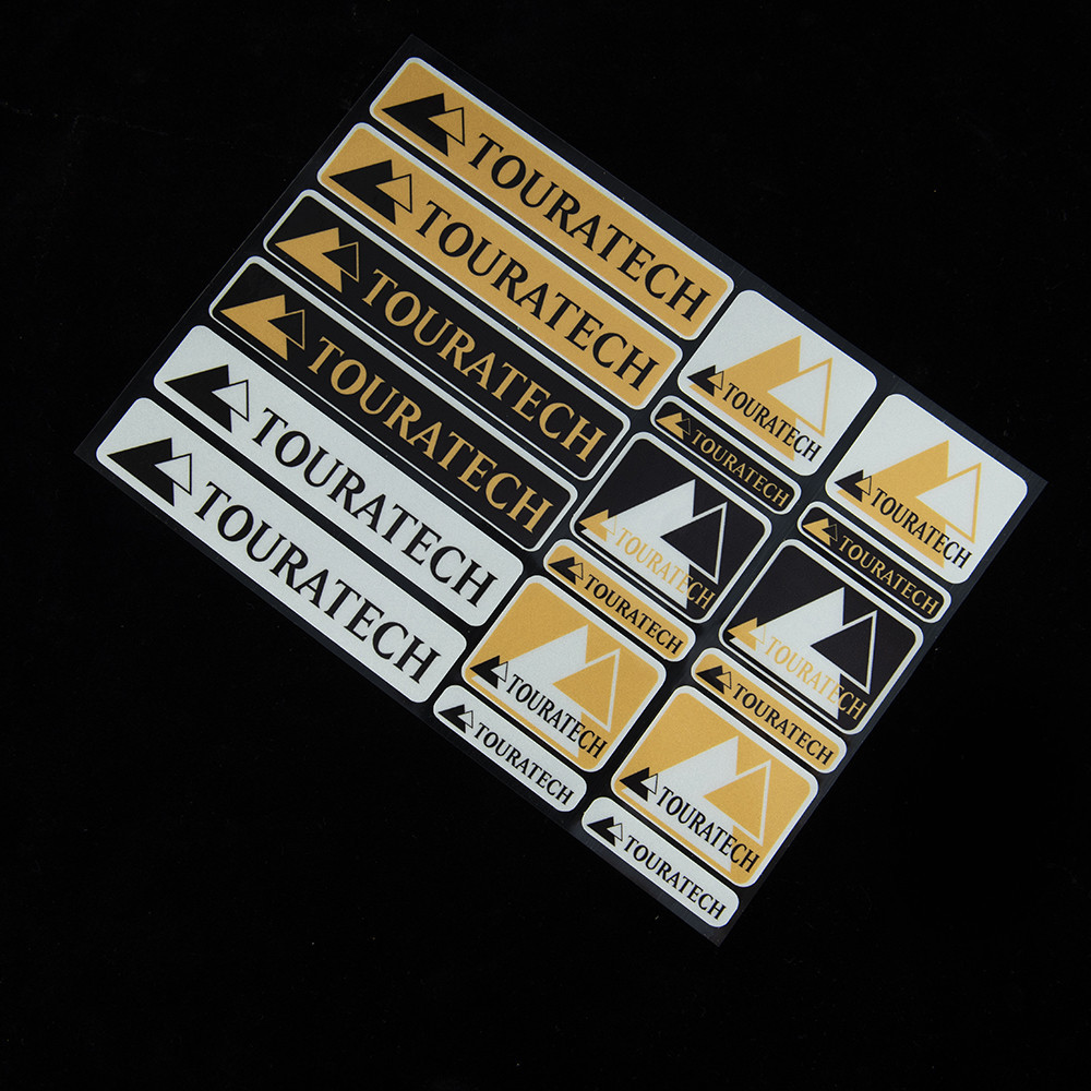 Touratech กรณีกล่องส้อมลามิเนตสติกเกอร์จักรยานจักรยานหมวกกันน็อค Decals ชุดกราฟิกสําหรับ Suzuki Honda Kawasaki Ducati Yamaha