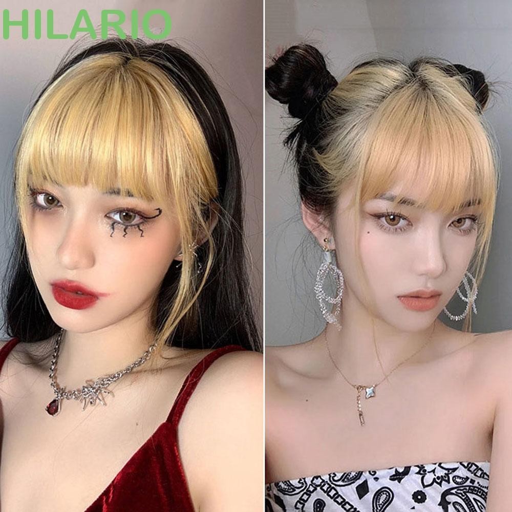 Hilario 3D Air Bangs สไตล์การ์ตูนต่อผมที่มองไม่เห็นด้วยคลิปสังเคราะห์ Toupee ในผ้าลินินปลอม Bangs