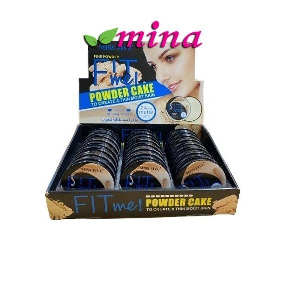 Miss FIVE Powder Cake Fit Me 24 ชิ้น High Coverage พร้อมฟองน้ํา SPF30 Pixy Refill