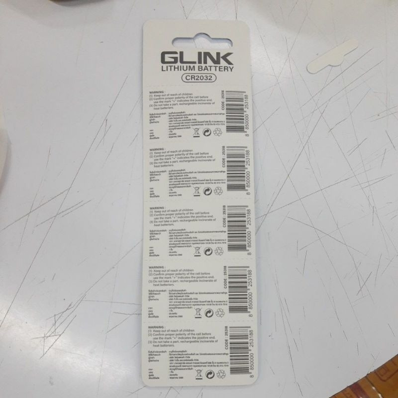 ถ่านไบออส/ถ่านกระดุม GLINK รุ่น CR2032 3V. 210mAh. (5ก้อน/1แผง) ถ่านกระดุมลิเธี่ยม - รูปที่ 3