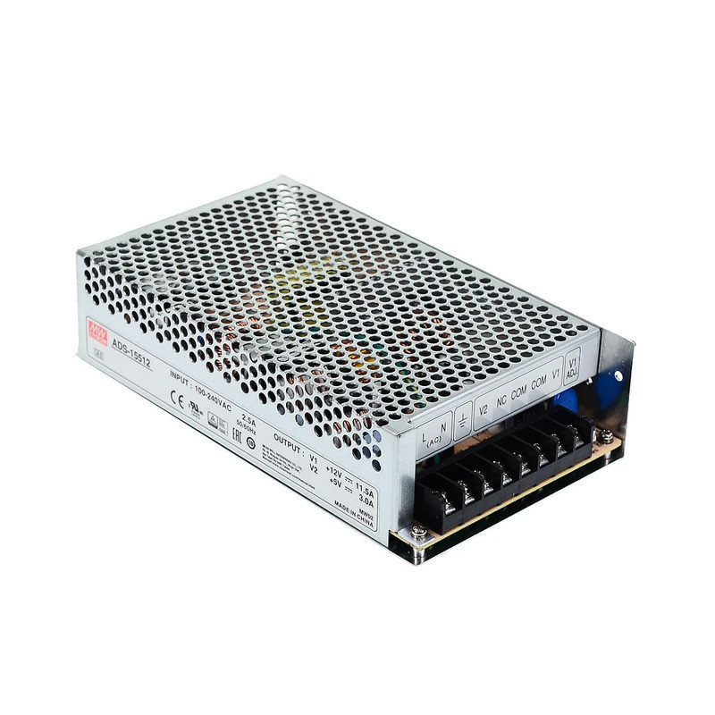 Original Mean Well ADS-15512 mianwell Security Series 12V 5V 153W เอาต์พุตเดี่ยว wtih 5V 3A DC/DC Co