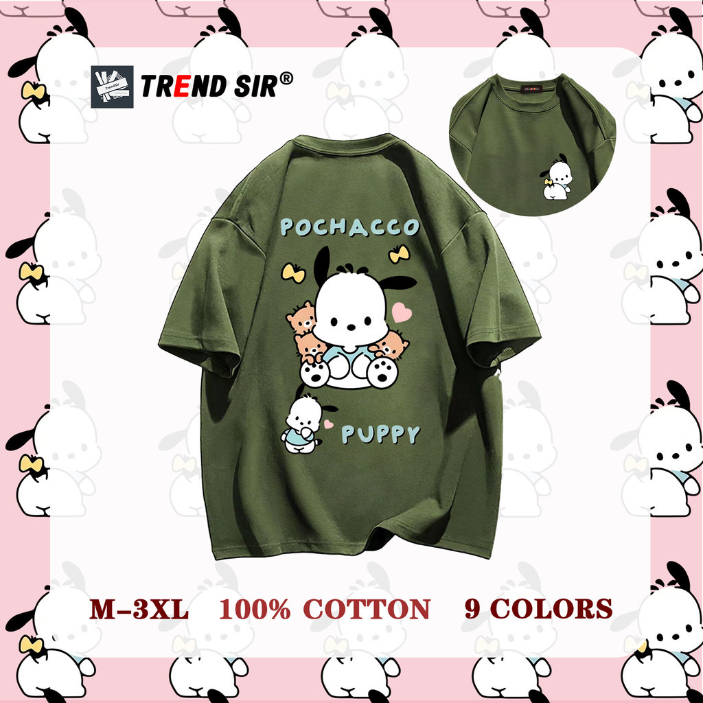 TrendSir พร้อมส่ง เสื้อยืด เสื้อยืดแขนสั้น Sanrio Pochacco เนื้อผ้าดี 100% Cotton 9สี M-3XL