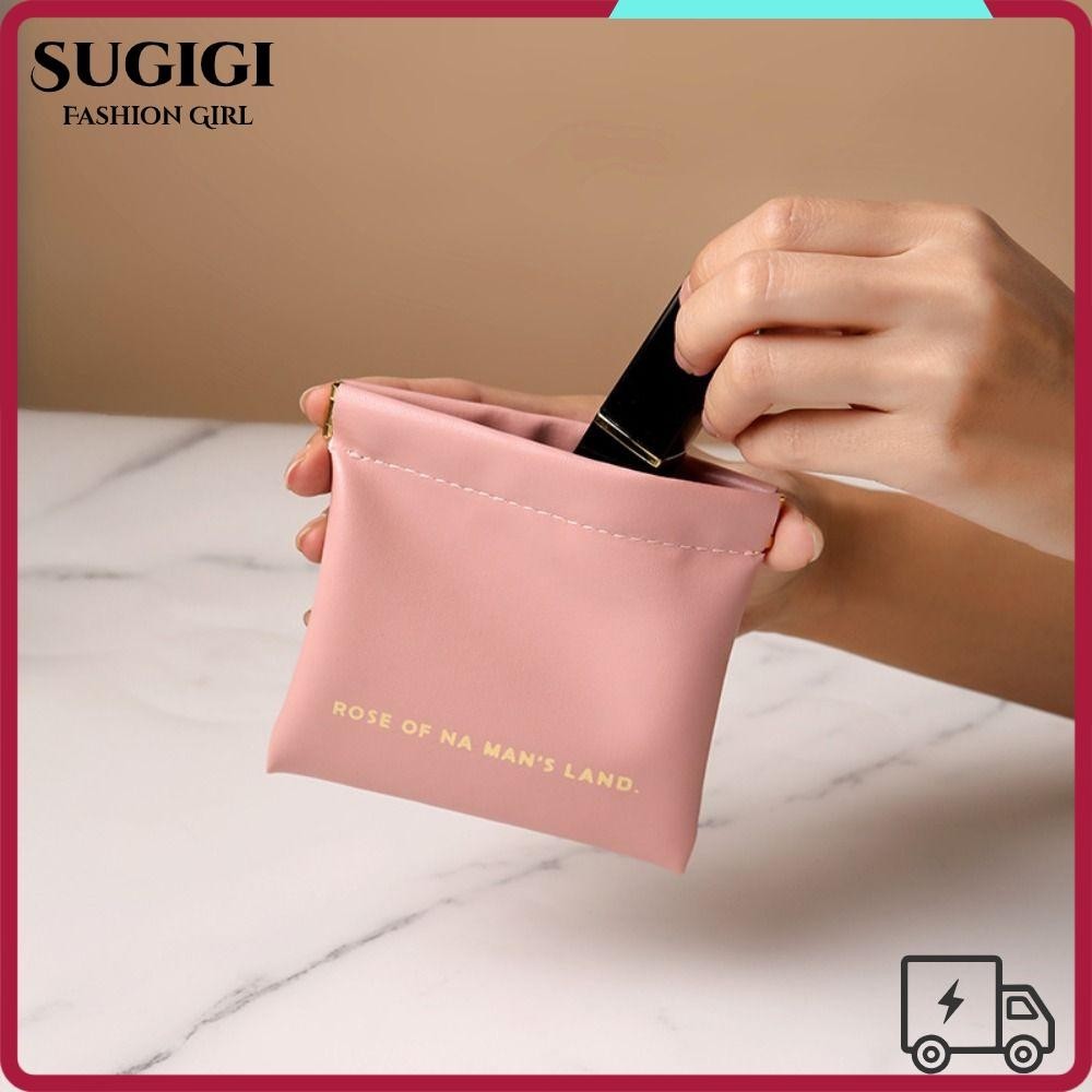 Sugigi กระเป๋าเครื่องสําอาง, กระเป๋าแต่งหน้าลิปสติก PU ขนาดเล็ก, แฟชั่น Simple Portable Travel Key กระเป๋าใบเล็กผู้หญิงหญิง