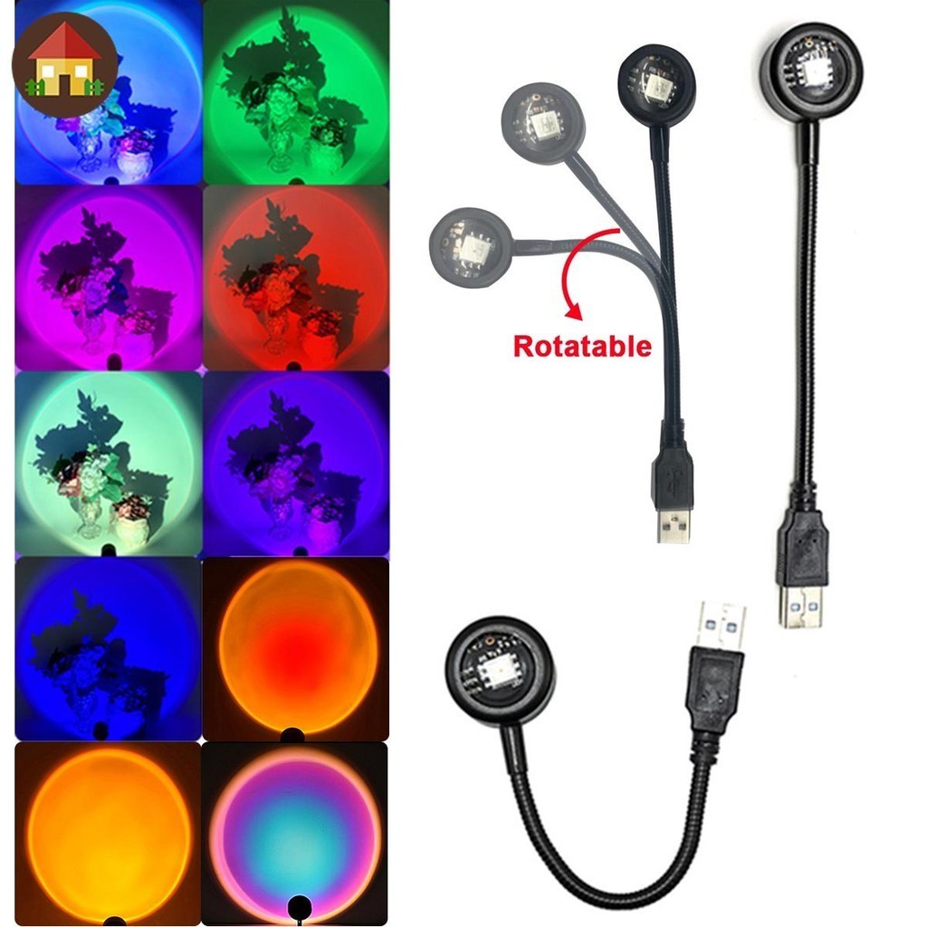 Usb Sunset Lamp Sunset Projection Light 360° Rotation LED Night Light ปรับเปลี่ยนสี SHOPTKC6856