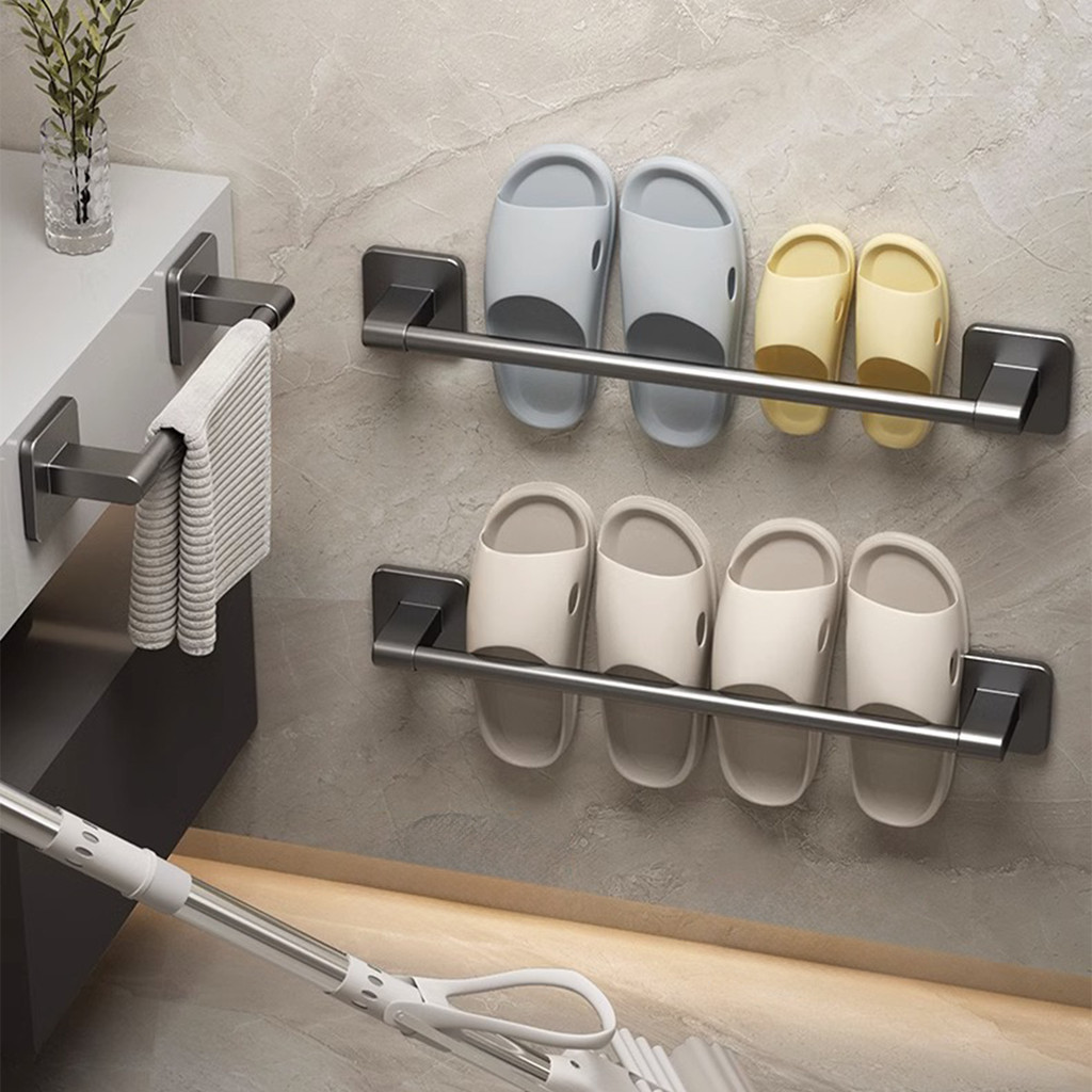 ที่วางรองเท้าแตะ ที่แขวนรองเท้าติดผนัง แบบไม่ต้องเจาะ 70ซม.สำหรับห้องน้ำ - รูปที่ 7