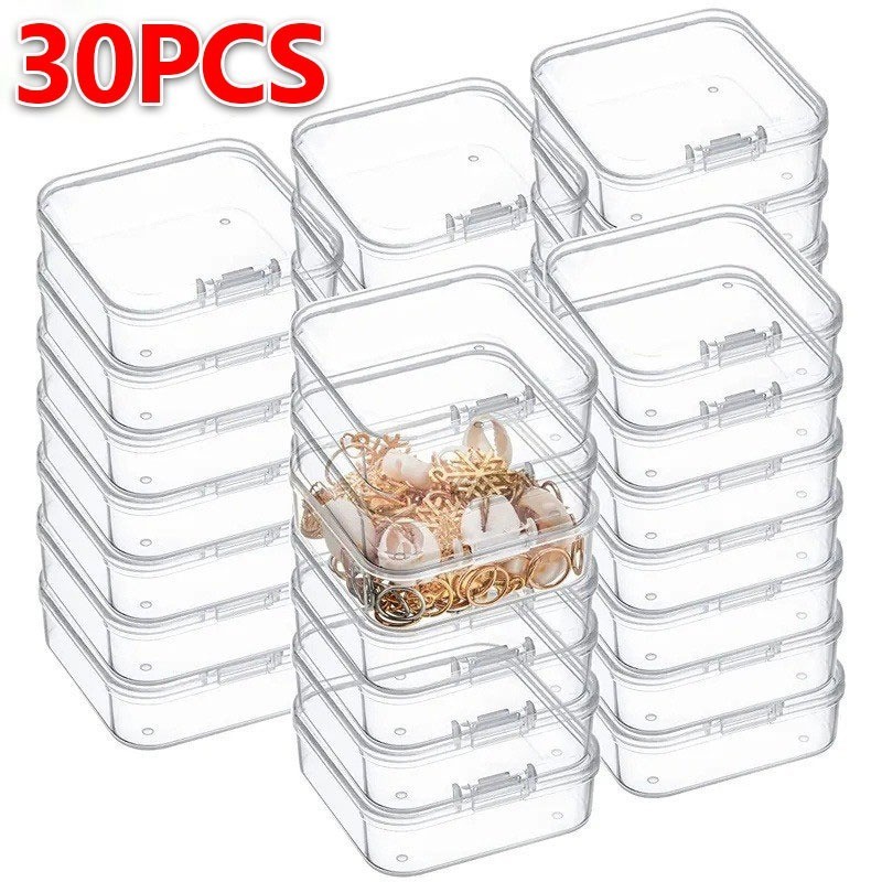 6-30pcs ล้างต่างหูสแควร์สร้อยคอจำแนกกล่อง / พลาสติกพลิกกล่องเก็บเครื่องประดับ