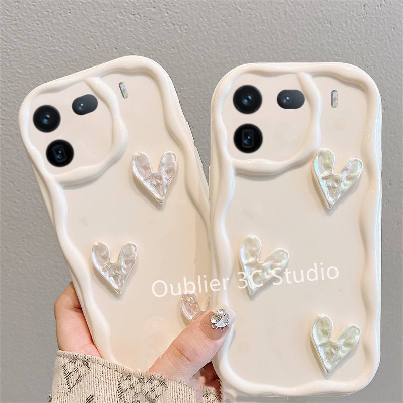 ปลอก เคส VIVO IQOO Z9 Z9X Z7 Z7X 12 Y02 Y02A Y02T 5G เคสโทรศัพท์ ดีไซน์ใหม่น่ารักลายเปลือกหอยรูปหัวใ