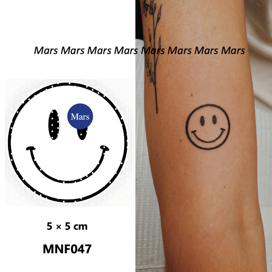 Mars Tattoo NEW Technology_magic สัปดาห์, รอยสักกึ่งถาวรและชั่วคราว, สติ๊กเกอร์รอยสัก, สักปลอม, แบบใบหน้ายิ้ม MNF047