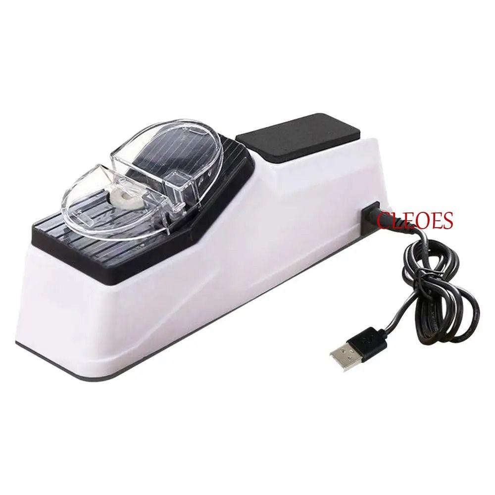เครื่องลับมีดครัว CLEOES ปรับหินลับมีด 5V/2A, เครื่องมือห้องครัวมืออาชีพบดละเอียดสีขาวเครื่องมือที่คมชัดอย่างรวดเร็วห้องครัว