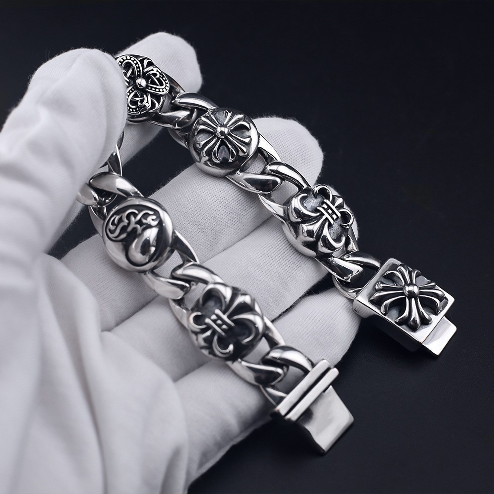 CH♥  สร้อยข้อมือ/925 Silver Cross Anchor สร้อยข้อมือรูปแบบต่างๆแฟชั่นฮิปฮอป