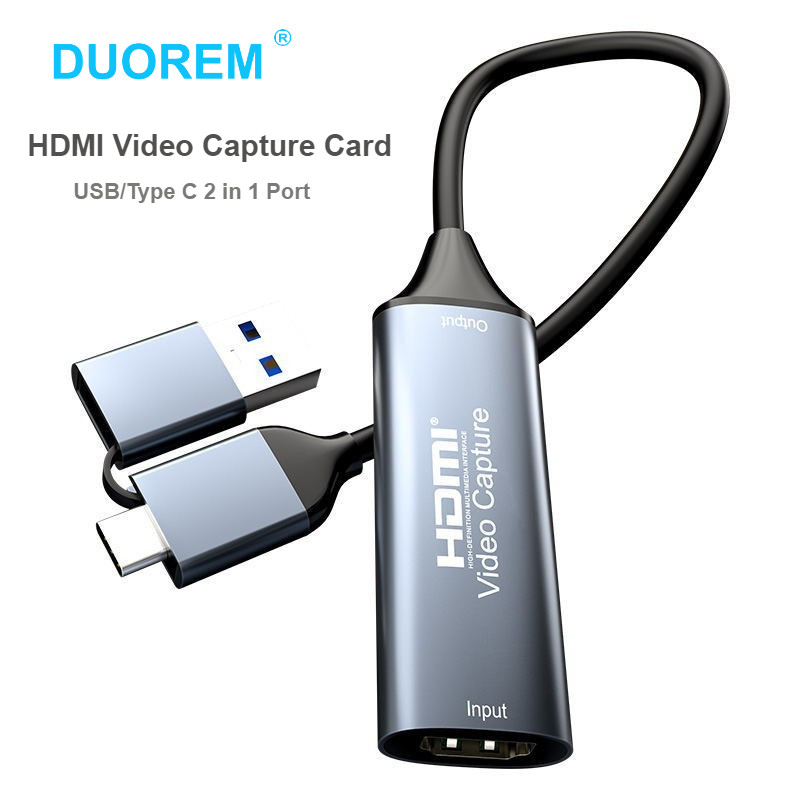 Usb C การ์ดจับภาพวิดีโอ HDMI to USB 2.0 Type-C 4k 30hz 1080P 60fps HD บันทึกเกมสําหรับ MacBook PS4 สวิทช์กล้องสตรีมมิ่งสด