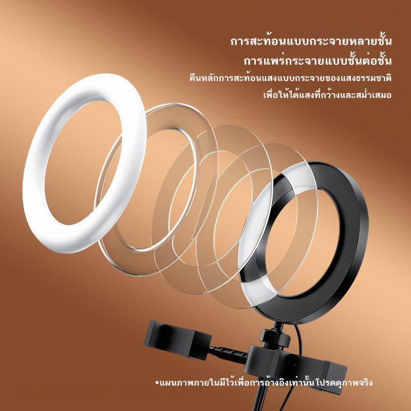 ไฟไลฟ์สด ไฟวงแหวนLED +พร้อมขาตั้ง +2ที่จับมือถือ ไฟไลฟ์สดมีขาตั้งไฟ โหมดไฟ 3 สี Ring Light