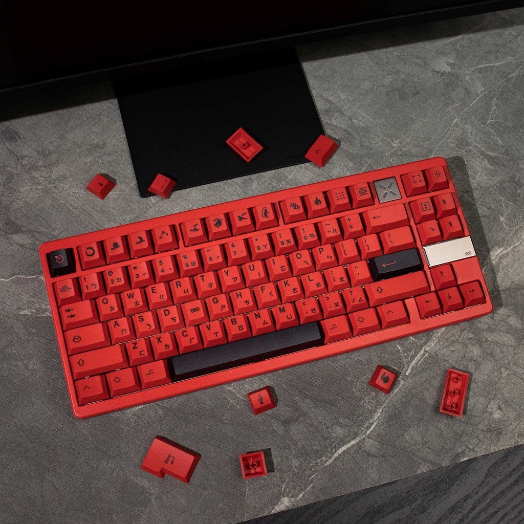 Minimalist Red Keycaps ไอคอนสีแดงอาร์กอน blot Japanse จีน Keycaps สําหรับ MX Switches คีย์บอร์ด Alice พร้อม 6.25u 7u แยก space bar