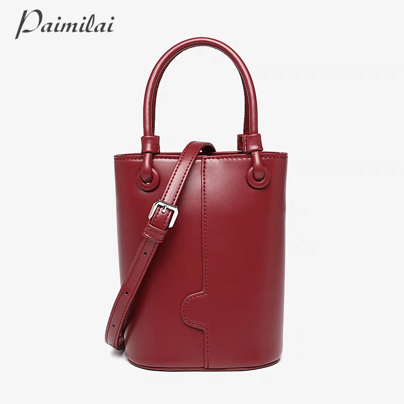 Paimilai แฟชั่นกระเป๋าผู้หญิง Premium Sense Simple กระเป๋าถือสีดําร้อยกระเป๋าสะพายข้าง