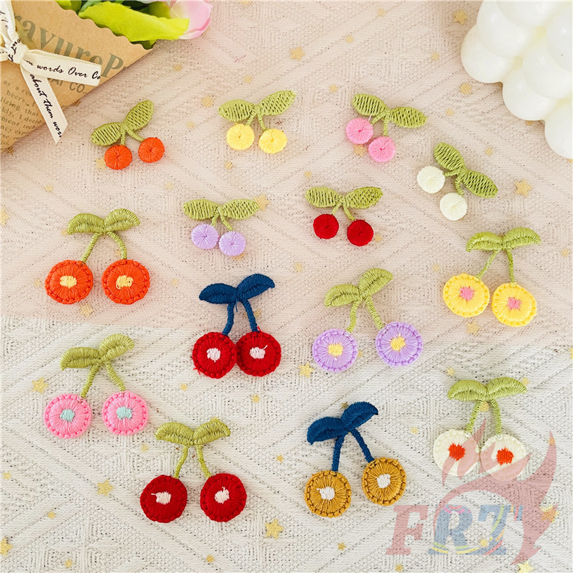 แผ่นแปะเชอร์รี่ผลไม้ 1 PC DIY ผ้า Applique เย็บปักถักร้อยเย็บบนแพทช์อุปกรณ์ตกแต่ง