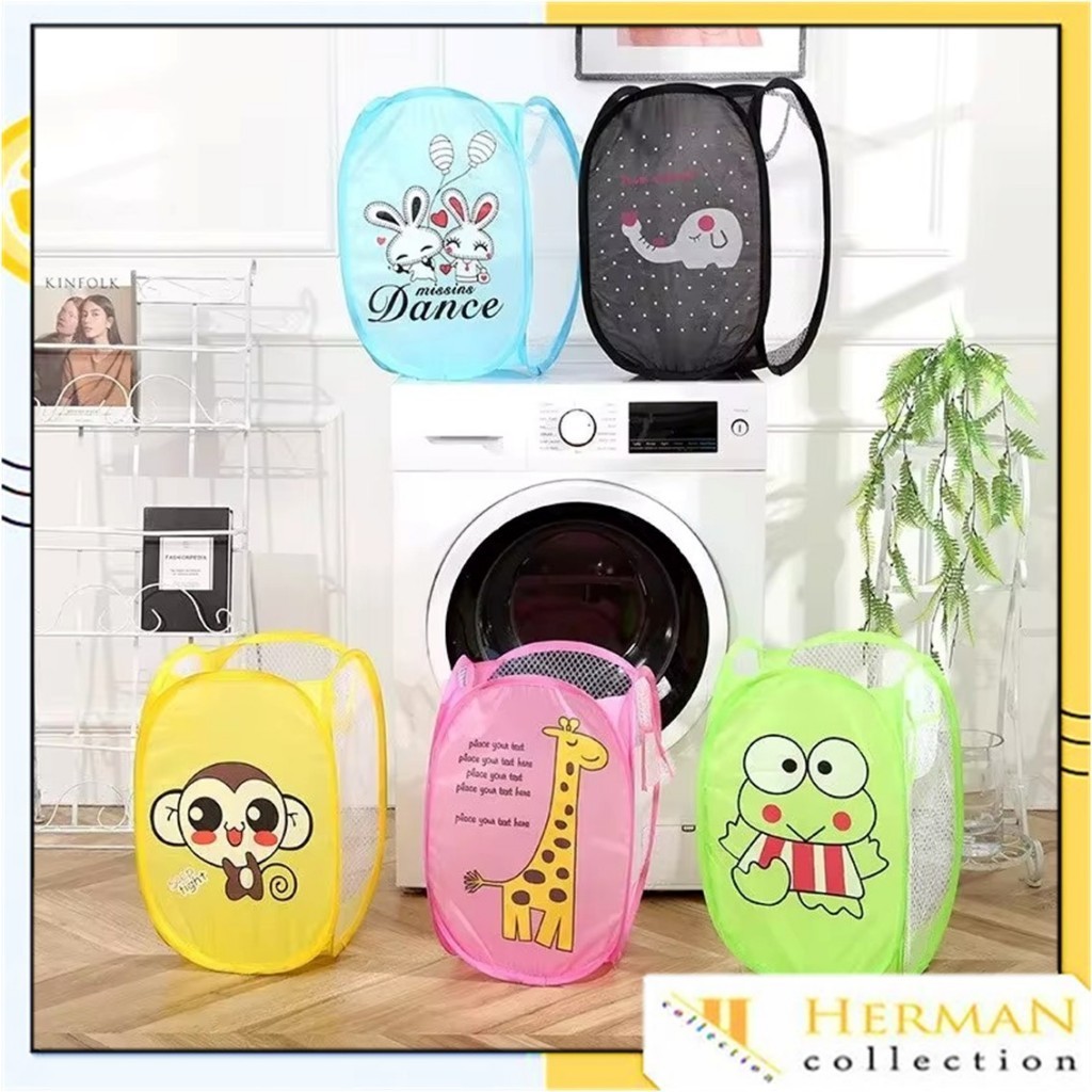 HC FOLDABLE DIRTY CLOTHES BASKET CHARACTER LAUNDRY BAG PORTABLE LAUNDRY BASKET CAN