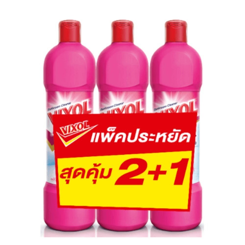 shophome468 VIXOL วิกซอล น้ำยาล้างห้องน้ำ 900 มล. ชมพู แพ็ค 2+1 รับประกันของเเท้