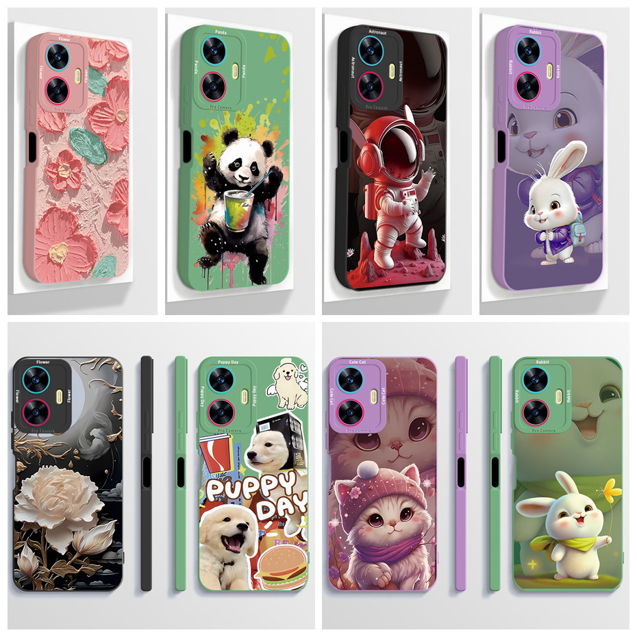 สําหรับrealme C55 กรณี 2023 ความงามการ์ตูนนักบินอวกาศซิลิโคนอ่อนนุ่มปกหลังRealmeC55 C 55 เคสโทรศัพท์ปลอกกันกระแทก6.72นิ้ว