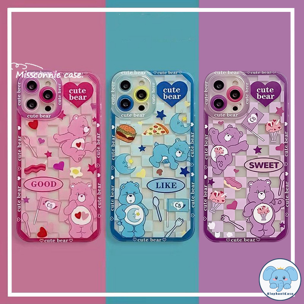 เคสหมีลายสก็อตน่ารักสำหรับ OPPO A5s A15 A7 A12 A5 A16 A31 A53 A51 A57 A54 A3S A1K A9 A76 A36 Reno 6 5F ปกอ่อน