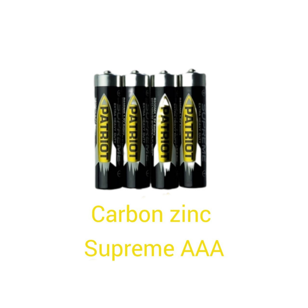 ถ่านชาร์จ ถ่านAAA Patriot Supreme Extra Heavy Duty (Carbon Zinc)1.5V แพ็ก 4 ก้อน ถ่านแพทริออท ซูพรีม
